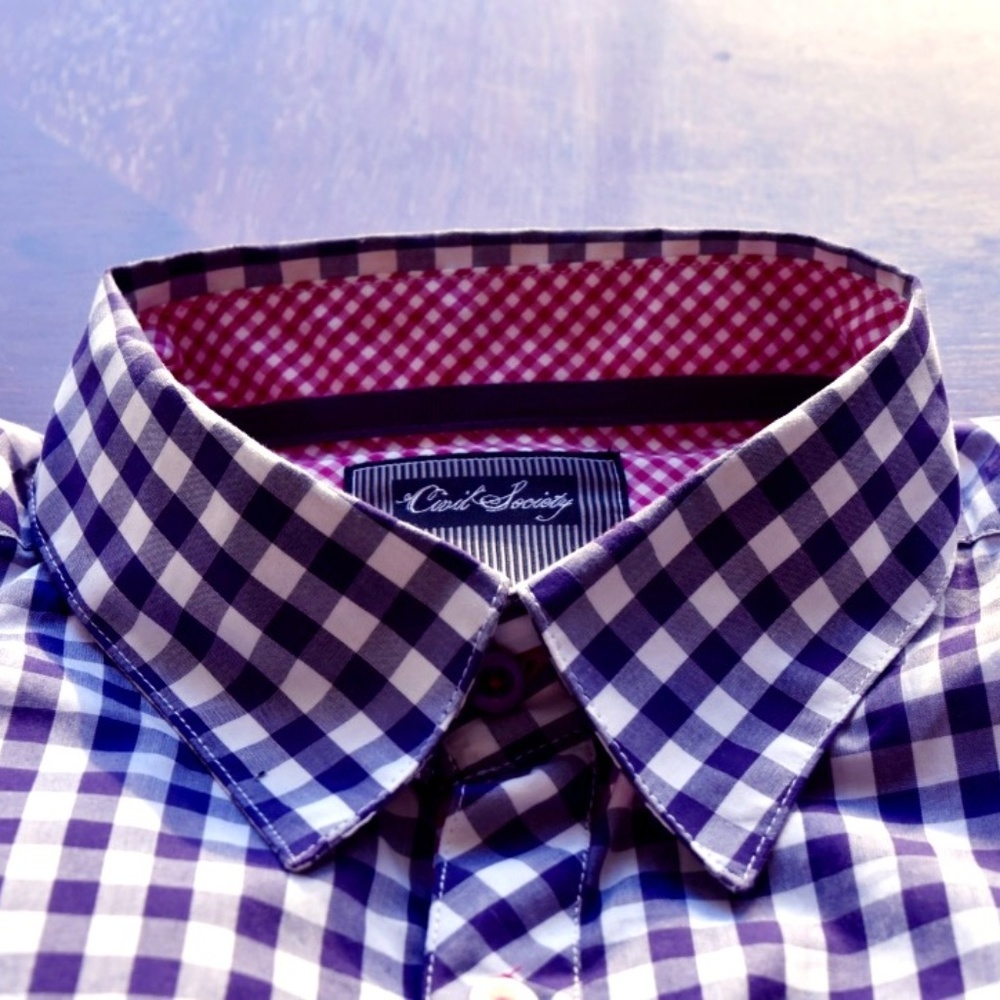 Civil Society Plaid Button-up XL Grape/White
